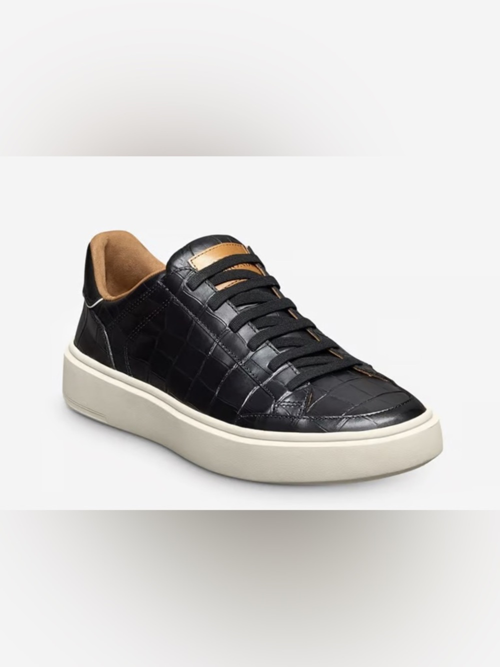 NIB! Allen Edmonds Oliver Slip On Sneaker in Black Croc Embossed Leather